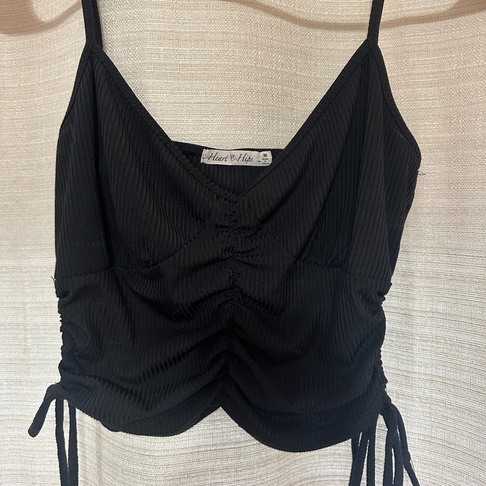 Black Ruched Crop Top